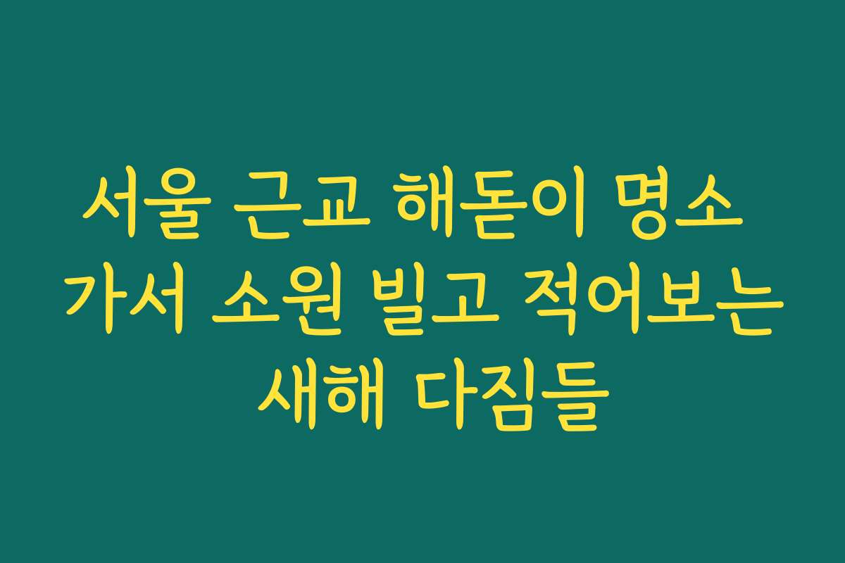 서울 근교 해돋이 명소 가서 소원 빌고 적어보는 새해 다짐들