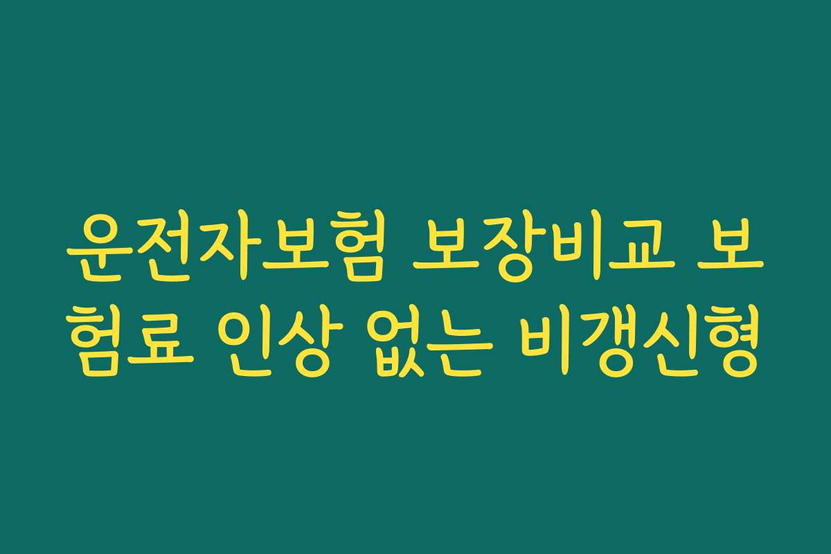 운전자보험 보장비교 보험료 인상 없는 비갱신형
