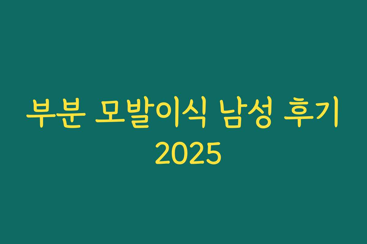 부분 모발이식 남성 후기 2025