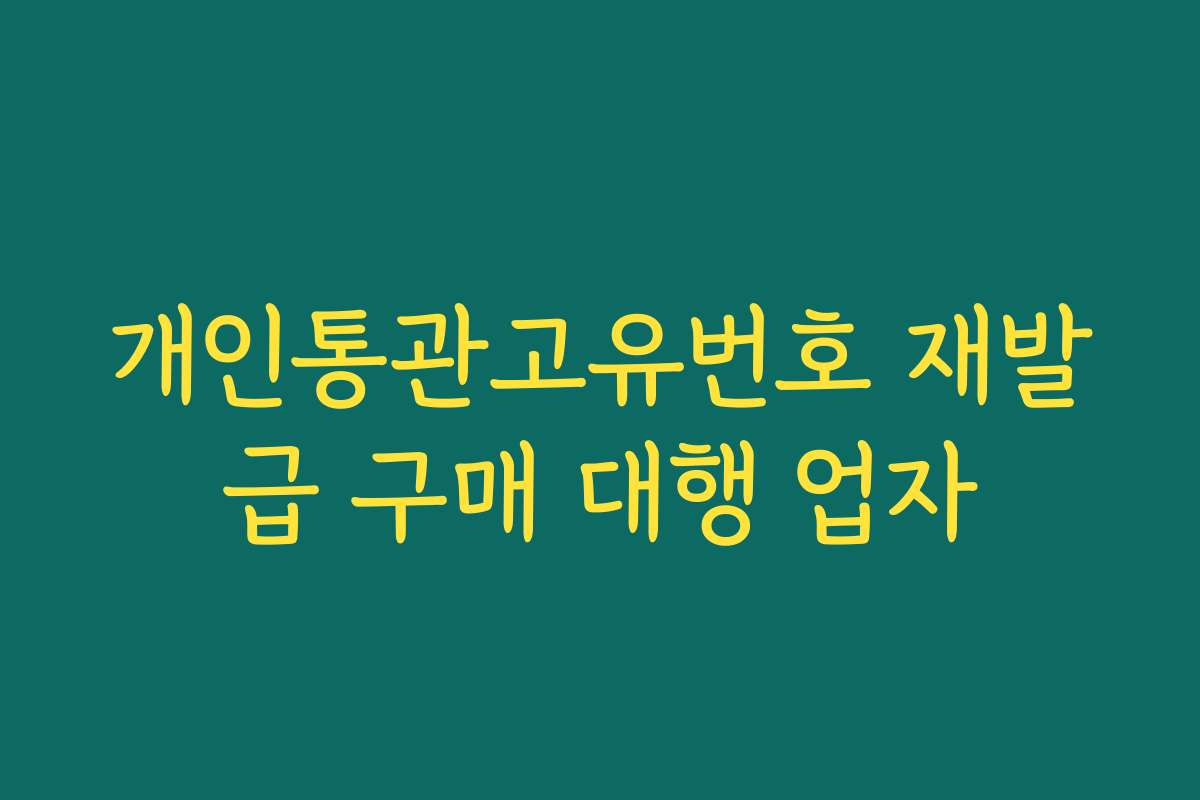 개인통관고유번호 재발급 구매 대행 업자