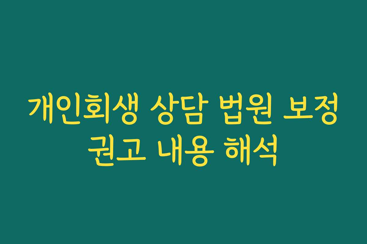 개인회생 상담 법원 보정권고 내용 해석