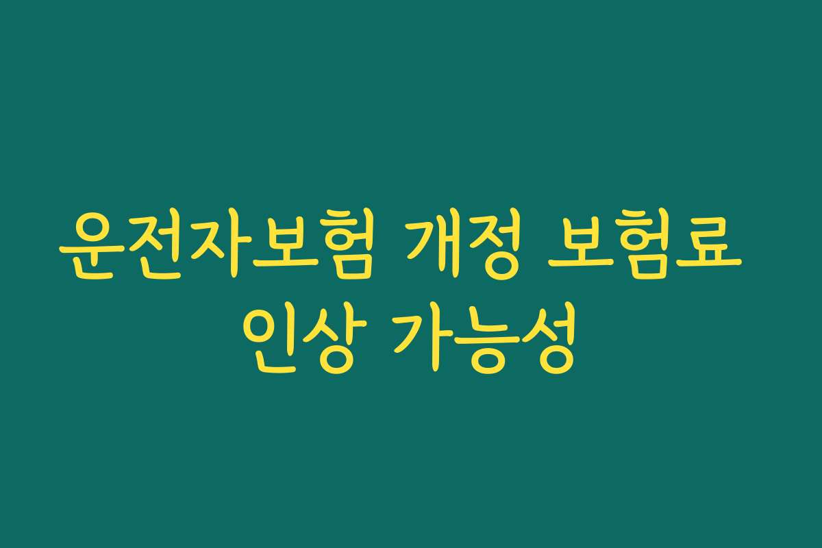 운전자보험 개정 보험료 인상 가능성
