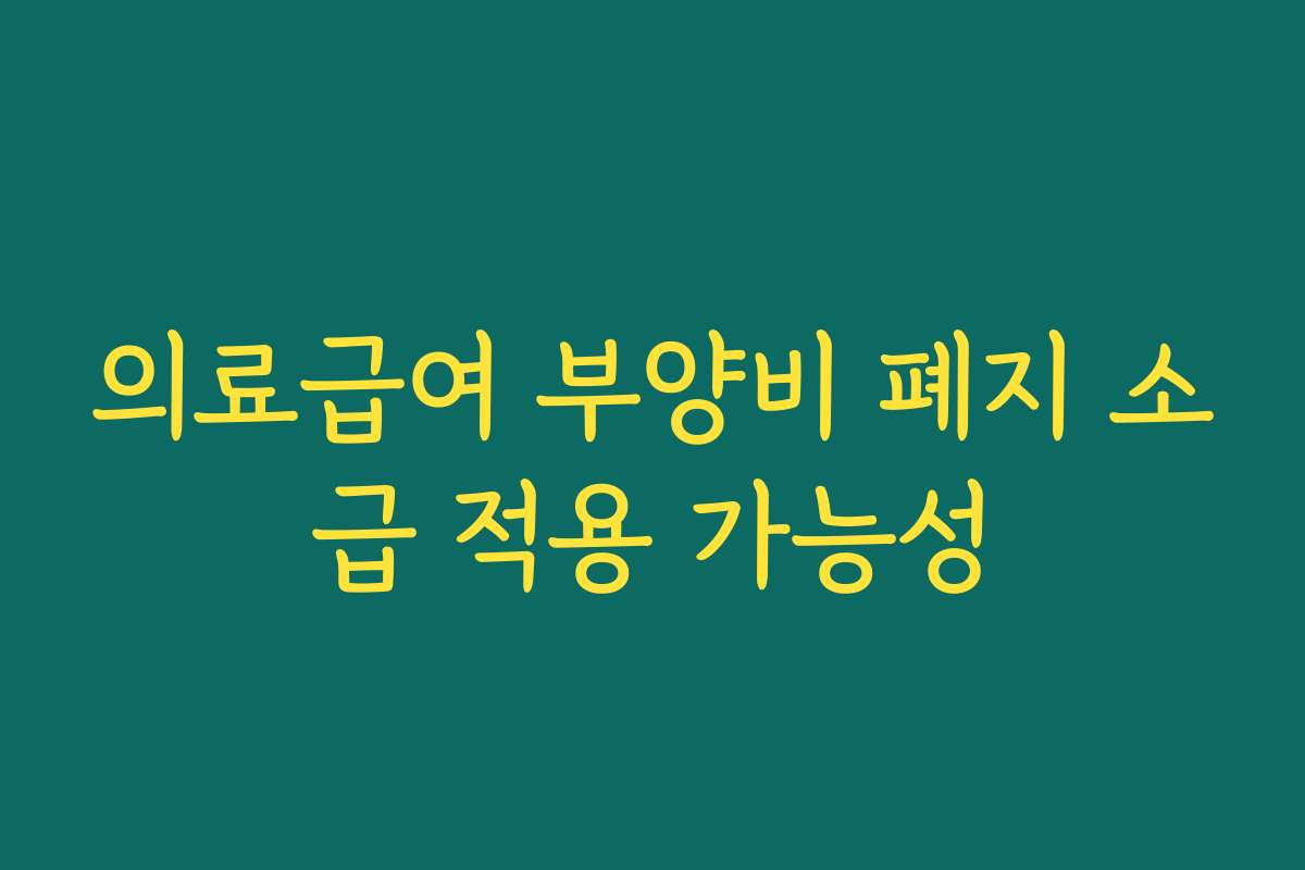 의료급여 부양비 폐지 소급 적용 가능성