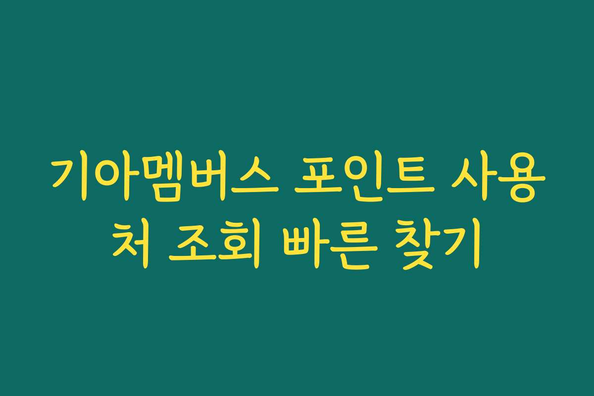 기아멤버스 포인트 사용처 조회 빠른 찾기 기아멤버스 포인트 사용처 조회 빠른 찾기