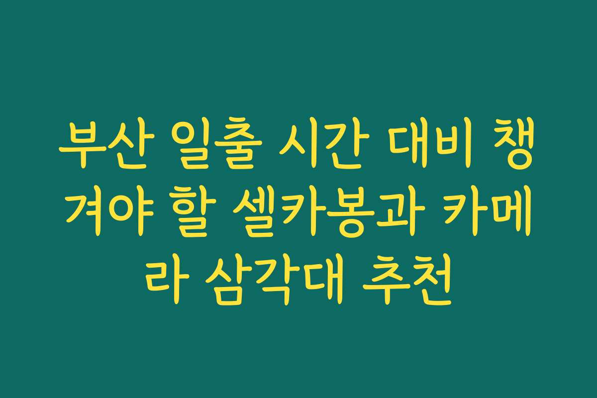 부산 일출 시간 대비 챙겨야 할 셀카봉과 카메라 삼각대 추천