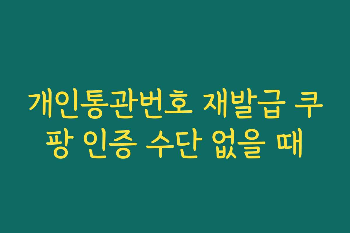 개인통관번호 재발급 쿠팡 인증 수단 없을 때