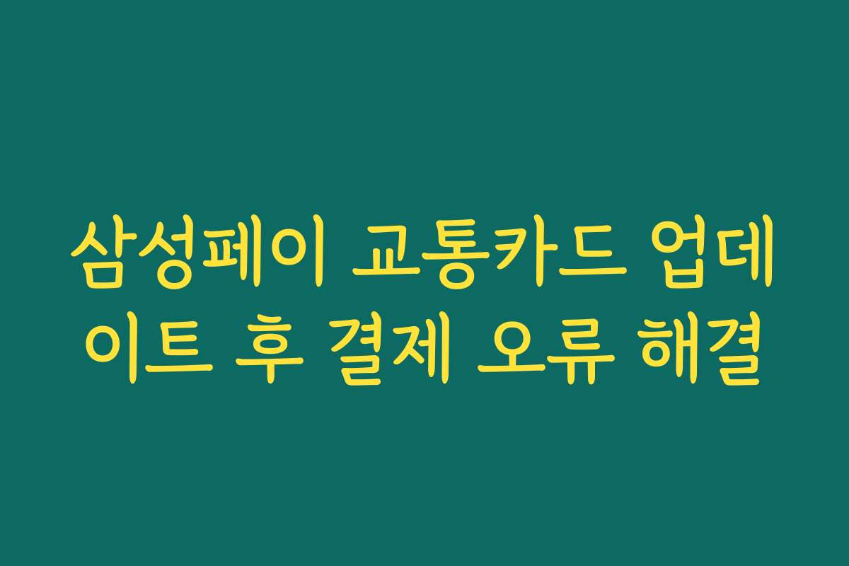 삼성페이 교통카드 업데이트 후 결제 오류 해결