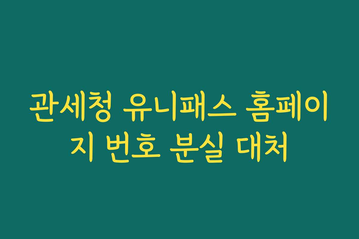 관세청 유니패스 홈페이지 번호 분실 대처
