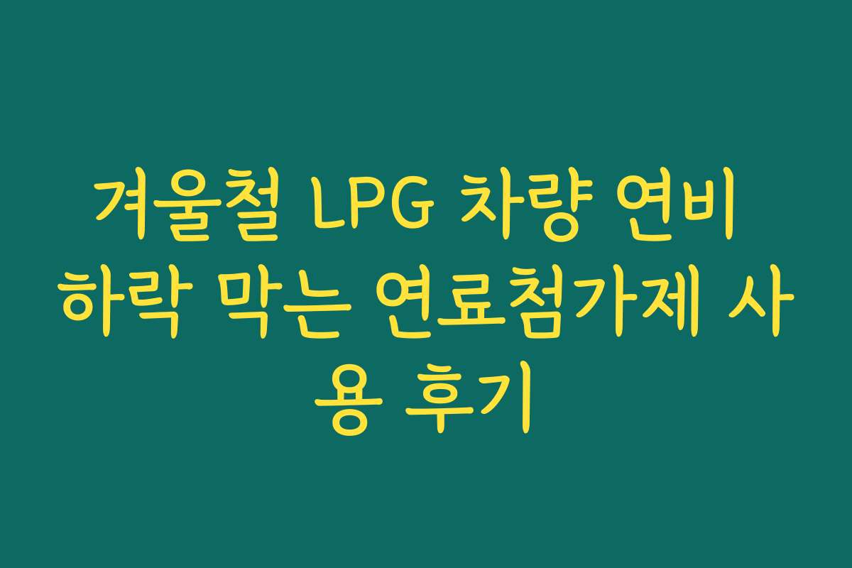 겨울철 LPG 차량 연비 하락 막는 연료첨가제 사용 후기