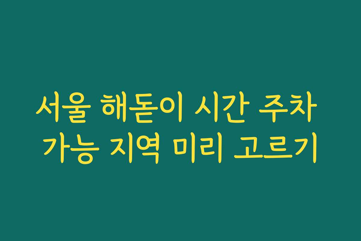 서울 해돋이 시간 주차 가능 지역 미리 고르기