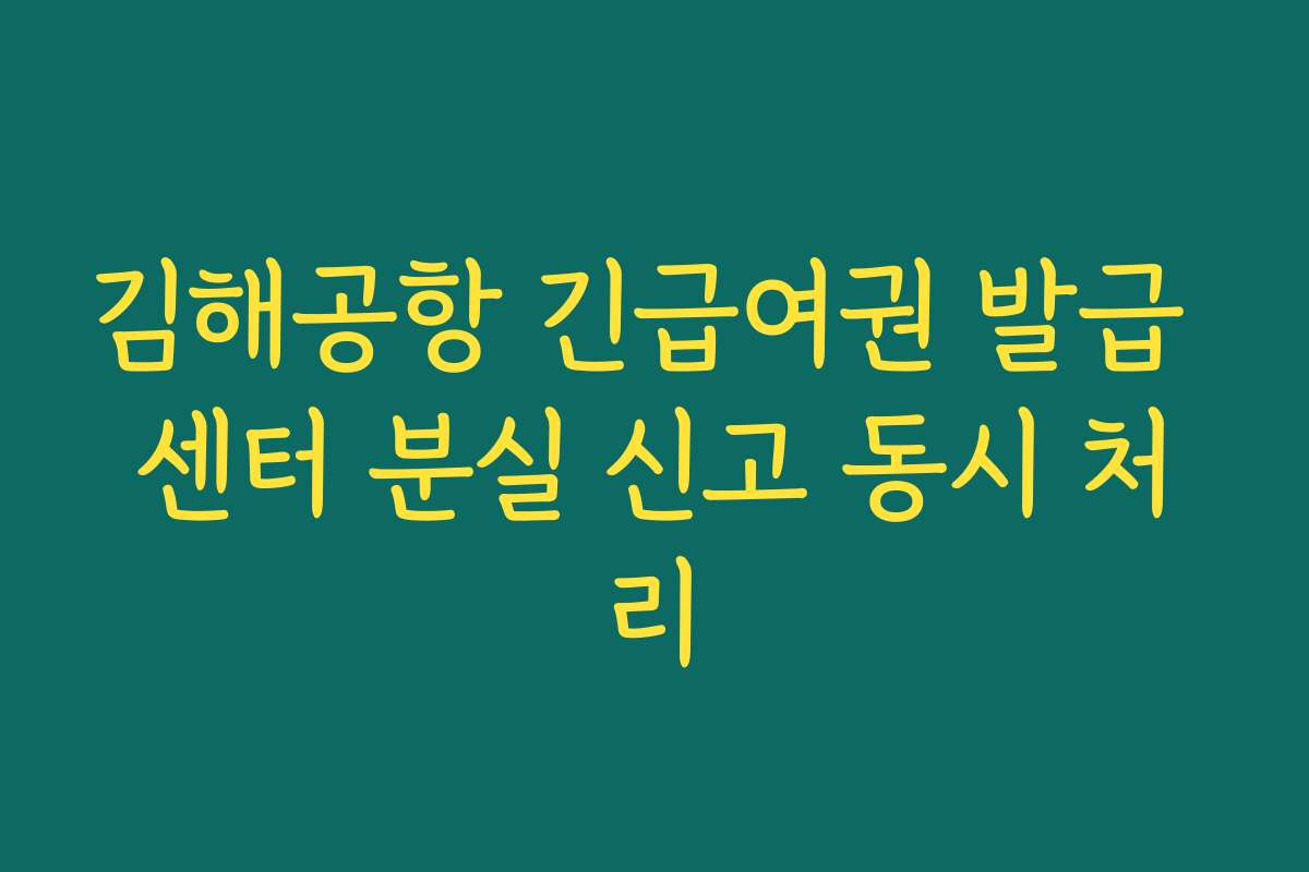 김해공항 긴급여권 발급 센터 분실 신고 동시 처리