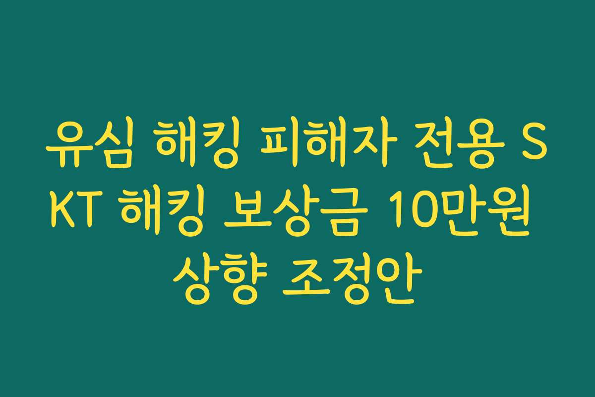 유심 해킹 피해자 전용 SKT 해킹 보상금 10만원 상향 조정안