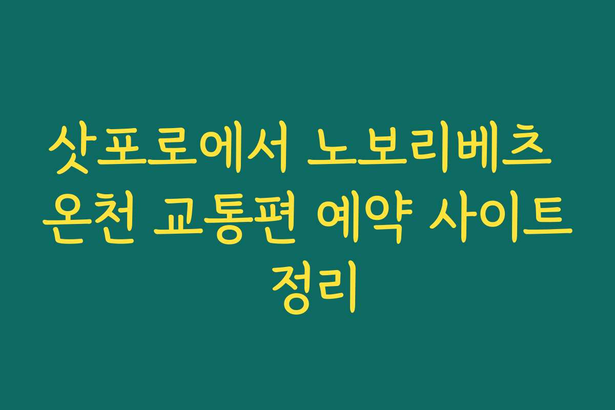 삿포로에서 노보리베츠 온천 교통편 예약 사이트 정리