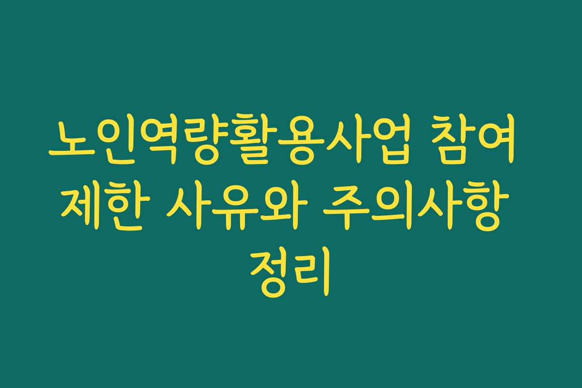 노인역량활용사업 참여 제한 사유와 주의사항 정리 노인역량활용사업 참여 제한 사유와 주의사항 정리