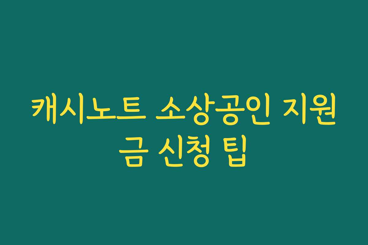 캐시노트 소상공인 지원금 신청 팁 캐시노트 소상공인 지원금 신청 팁