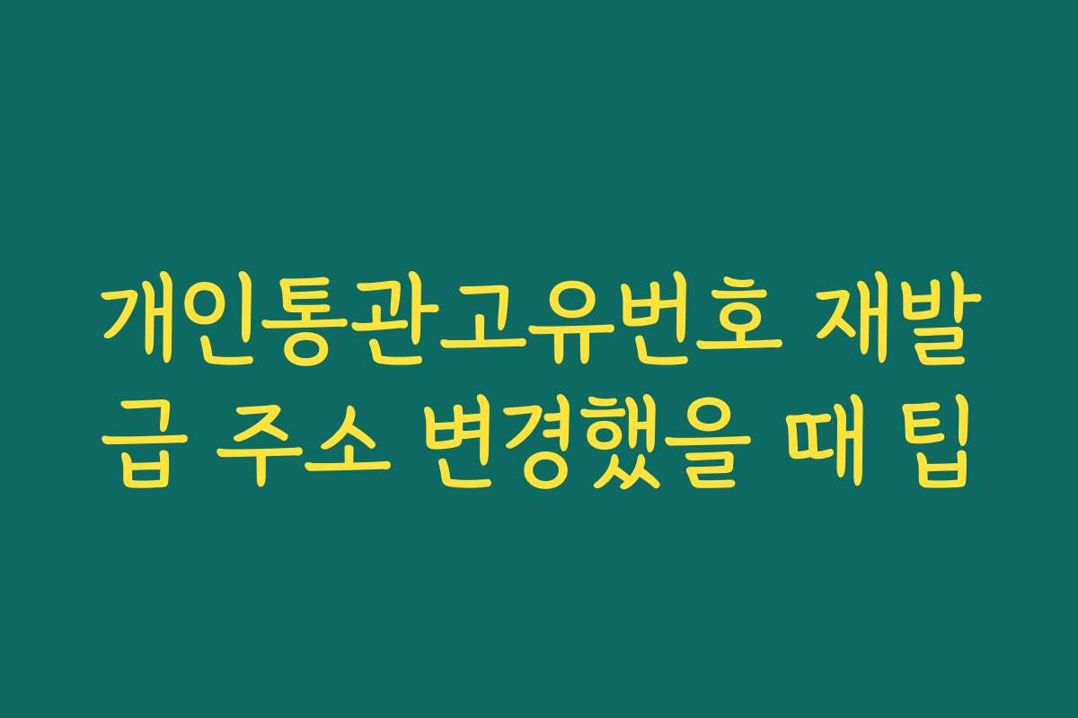 개인통관고유번호 재발급 주소 변경했을 때 팁