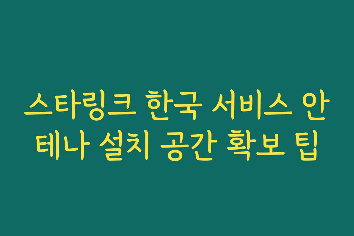 스타링크 한국 서비스 안테나 설치 공간 확보 팁