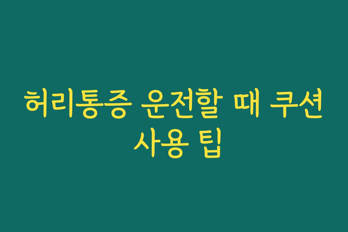 허리통증 운전할 때 쿠션 사용 팁
