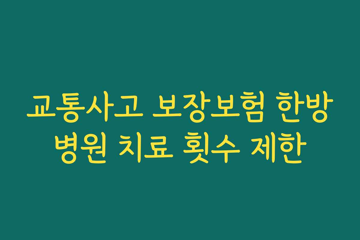 교통사고 보장보험 한방병원 치료 횟수 제한