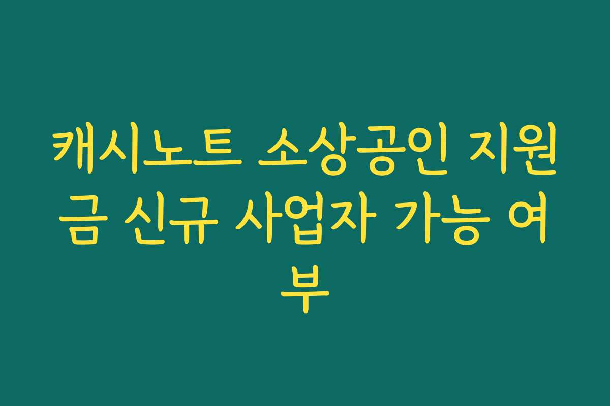 캐시노트 소상공인 지원금 신규 사업자 가능 여부