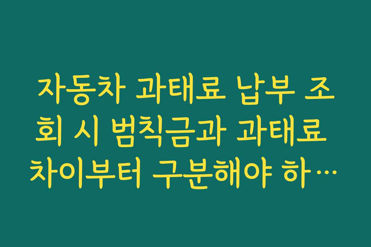 자동차 과태료 납부 조회 시 범칙금과 과태료 차이부터 구분해야 하는 이유