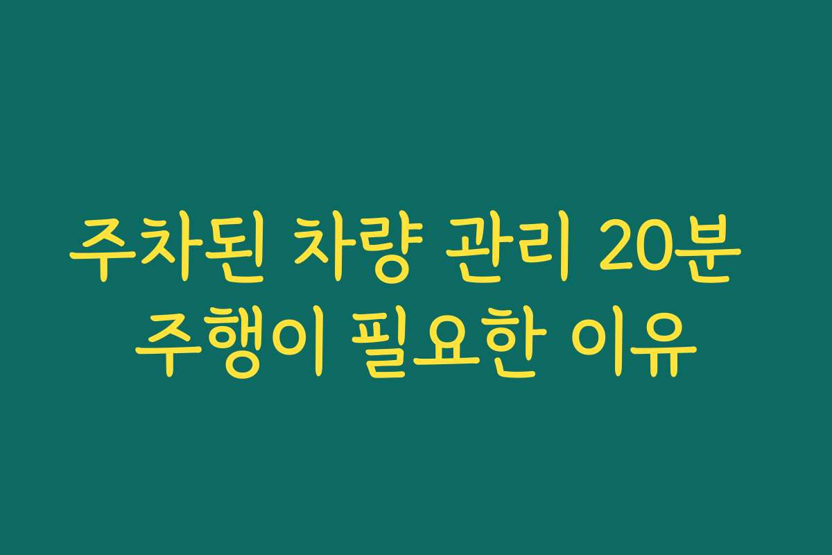 주차된 차량 관리 20분 주행이 필요한 이유
