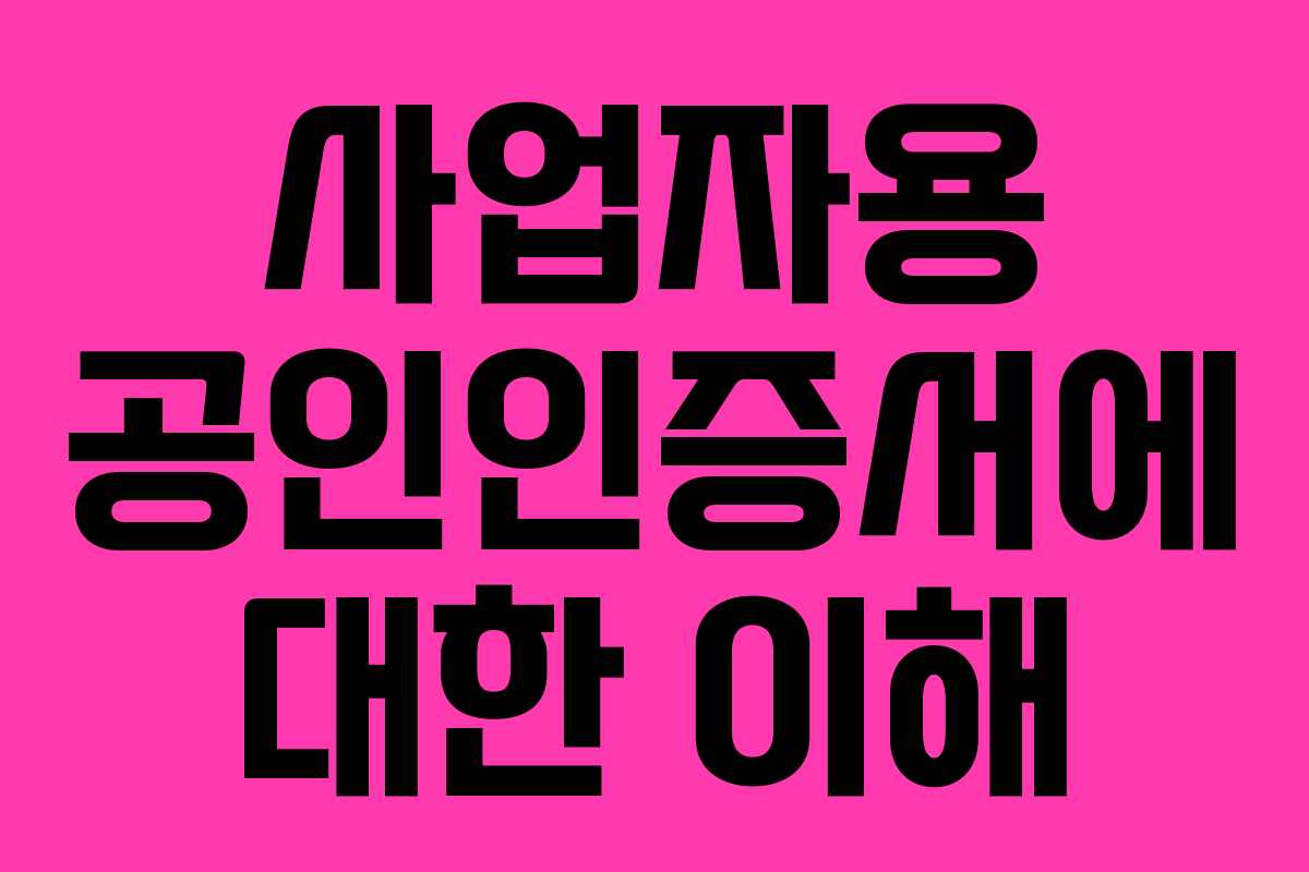 사업자용 공인인증서에 대한 이해 사업자용 공인인증서에 대한 이해