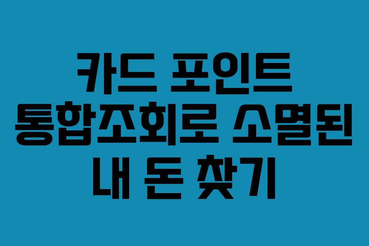 카드 포인트 통합조회로 소멸된 내 돈 찾기