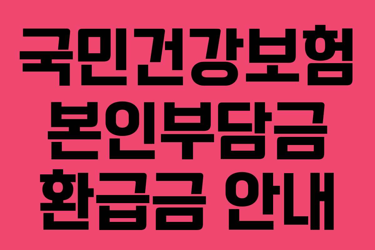 국민건강보험 본인부담금 환급금 안내 국민건강보험 본인부담금 환급금 안내