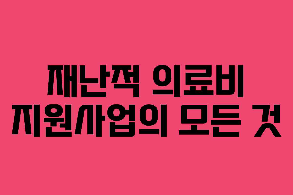 재난적 의료비 지원사업의 모든 것