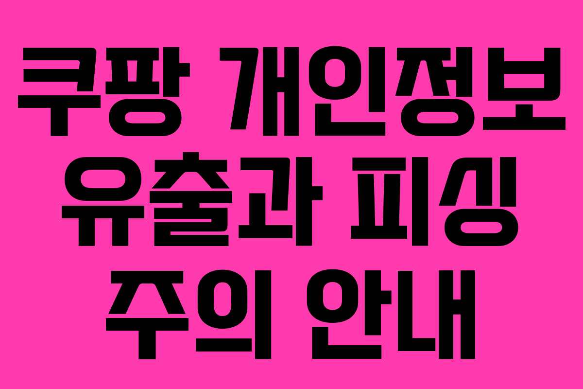 쿠팡 개인정보 유출과 피싱 주의 안내 쿠팡 개인정보 유출과 피싱 주의 안내