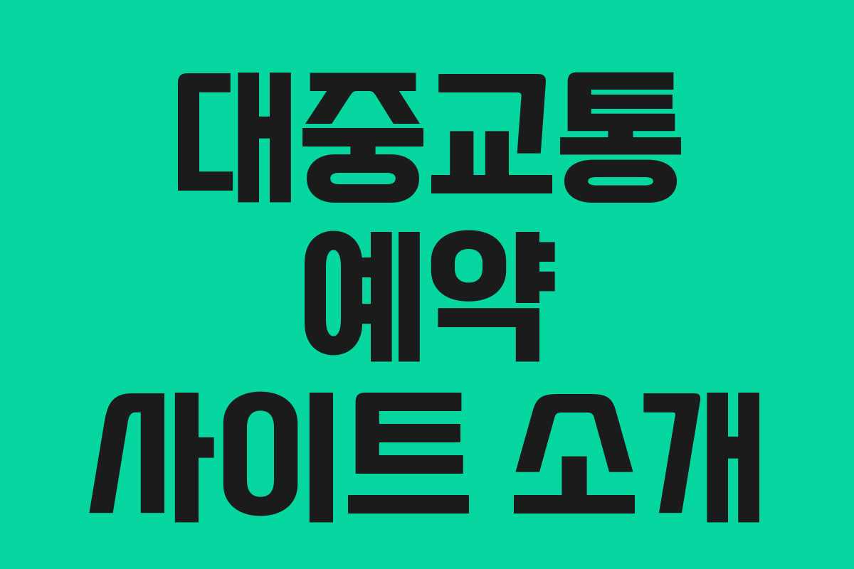 대중교통 예약 사이트 소개 대중교통 예약 사이트 소개