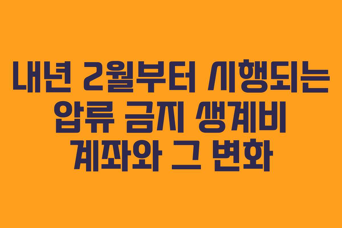 내년 2월부터 시행되는 압류 금지 생계비 계좌와 그 변화