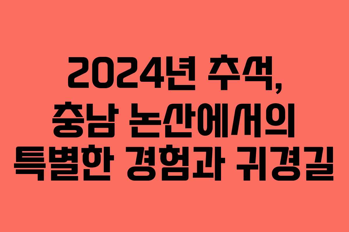 2024년 추석, 충남 논산에서의 특별한 경험과 귀경길