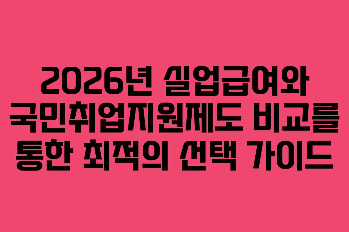 2026년 실업급여와 국민취업지원제도 비교를 통한 최적의 선택 가이드 2026년 실업급여와 국민취업지원제도 비교를 통한 최적의 선택 가이드