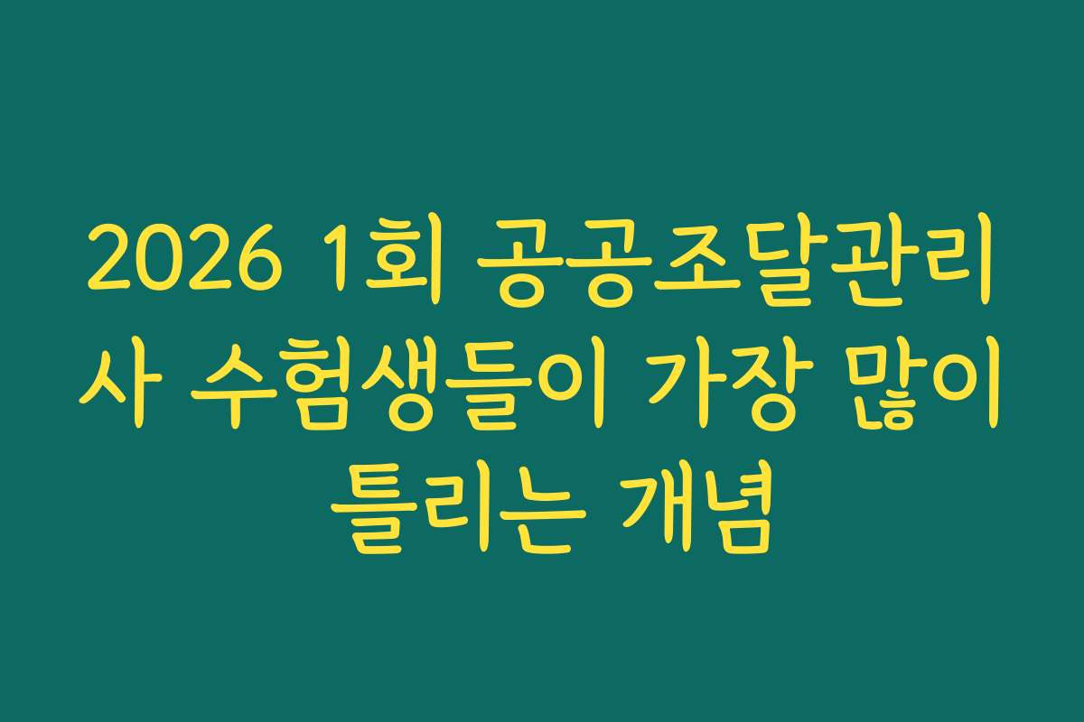 2026 1회 공공조달관리사 수험생들이 가장 많이 틀리는 개념