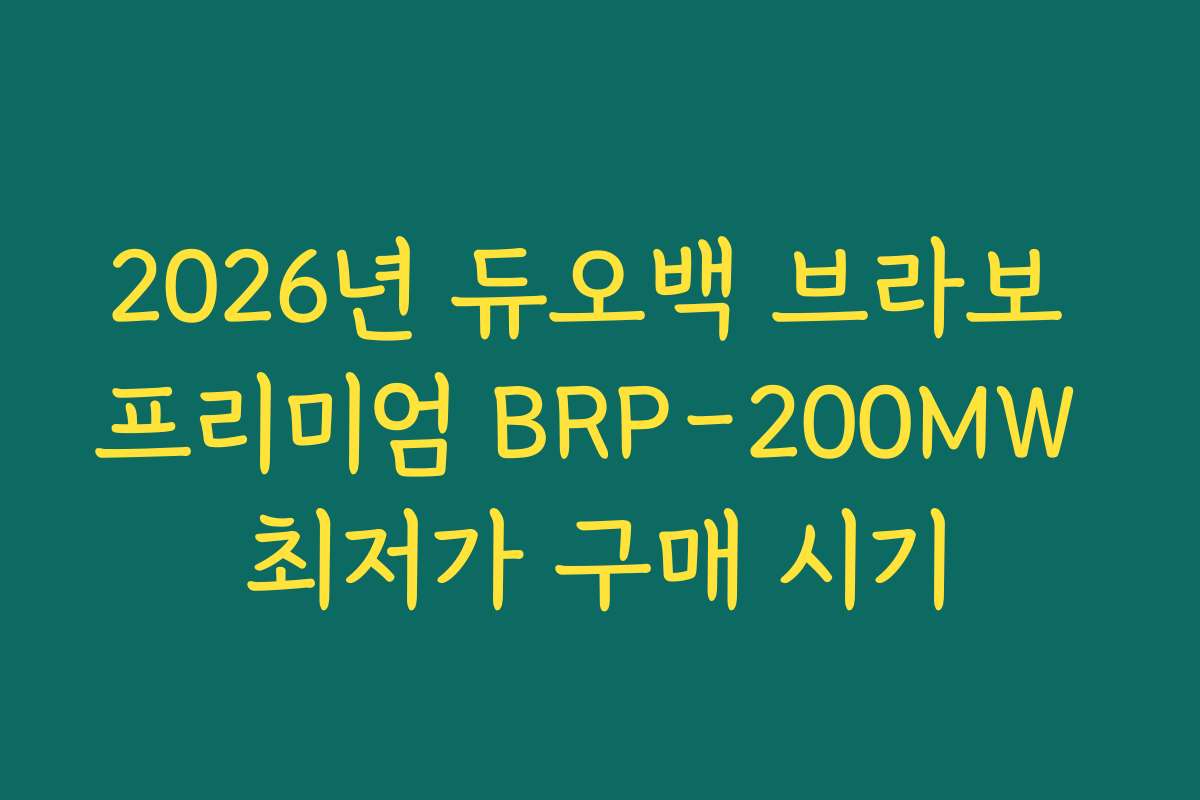 2026년 듀오백 브라보 프리미엄 BRP-200MW 최저가 구매 시기