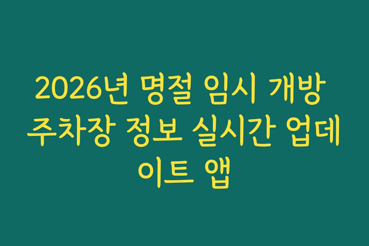 2026년 명절 임시 개방 주차장 정보 실시간 업데이트 앱