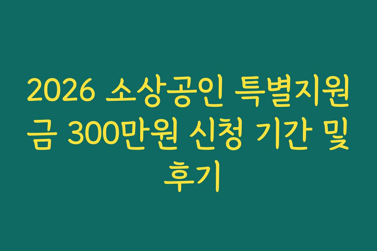2026 소상공인 특별지원금 300만원 신청 기간 및 후기