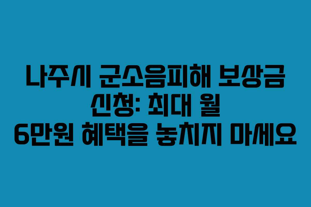나주시 군소음피해 보상금 신청: 최대 월 6만원 혜택을 놓치지 마세요