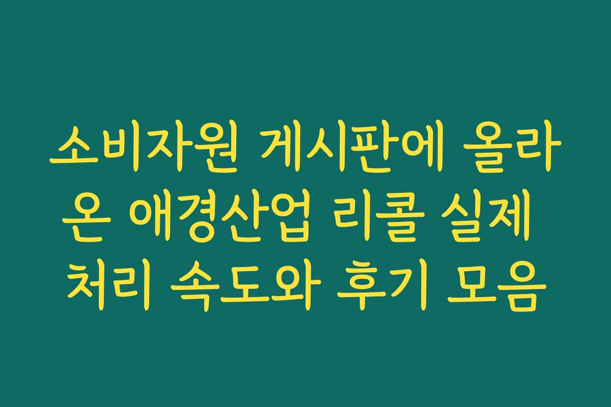 소비자원 게시판에 올라온 애경산업 리콜 실제 처리 속도와 후기 모음