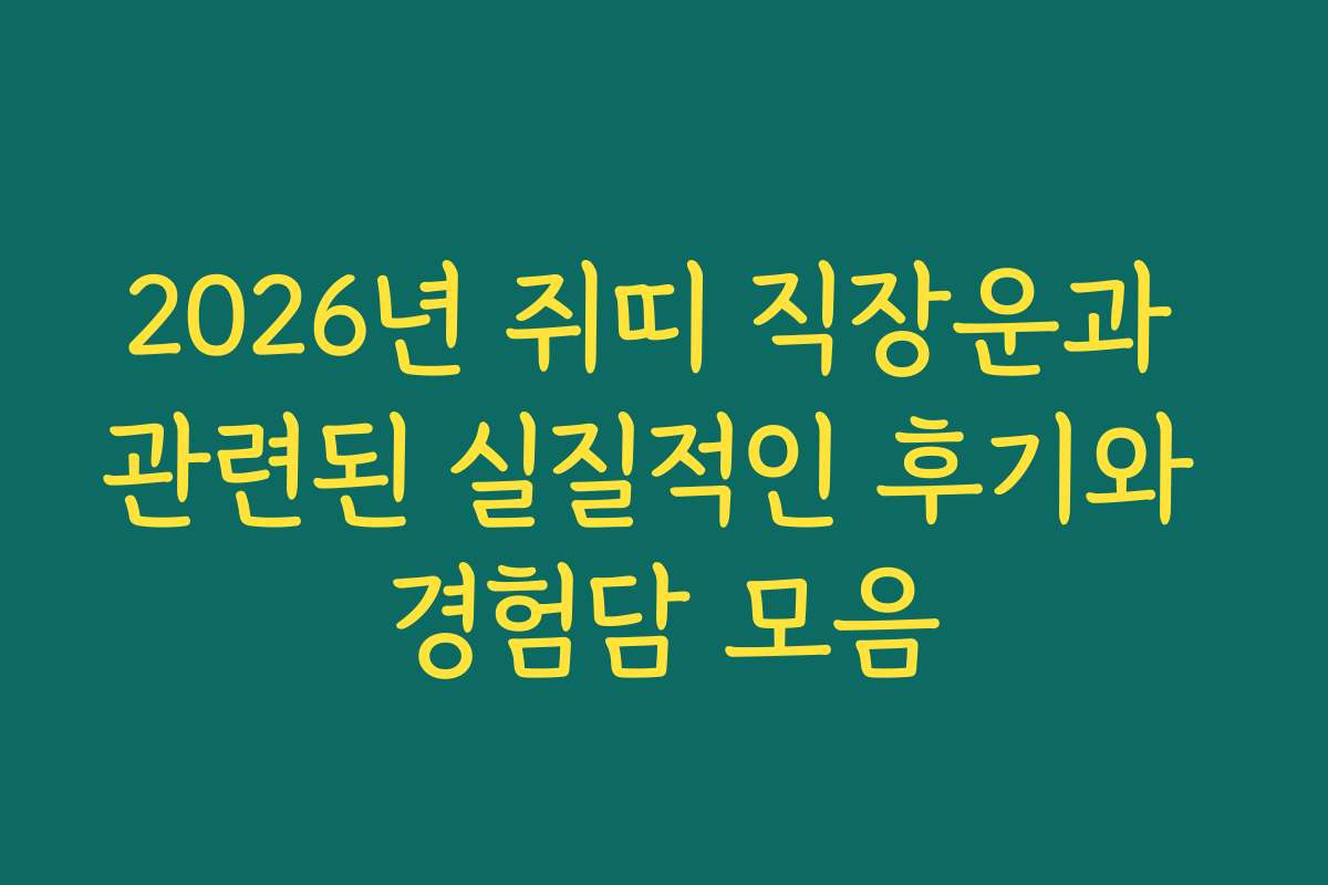 2026년 쥐띠 직장운과 관련된 실질적인 후기와 경험담 모음