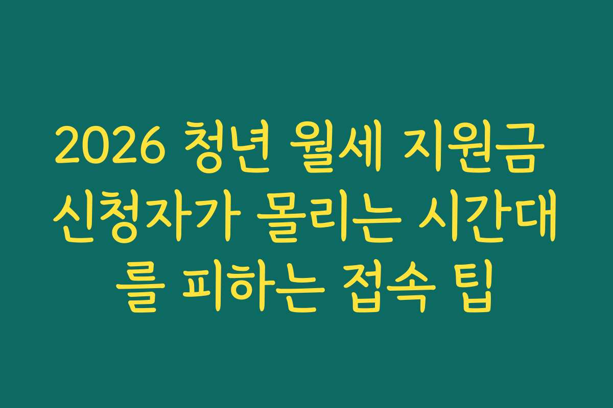 2026 청년 월세 지원금 신청자가 몰리는 시간대를 피하는 접속 팁