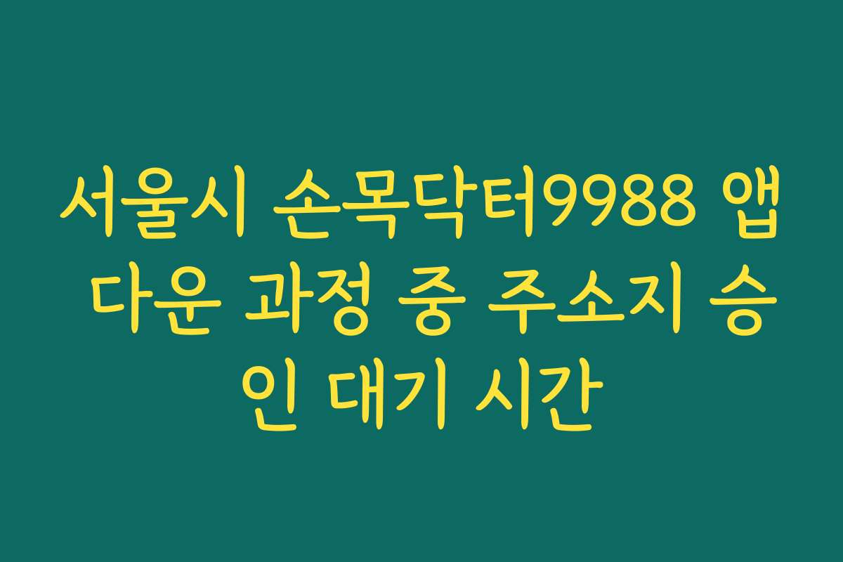 서울시 손목닥터9988 앱 다운 과정 중 주소지 승인 대기 시간 서울시 손목닥터9988 앱 다운 과정 중 주소지 승인 대기 시간