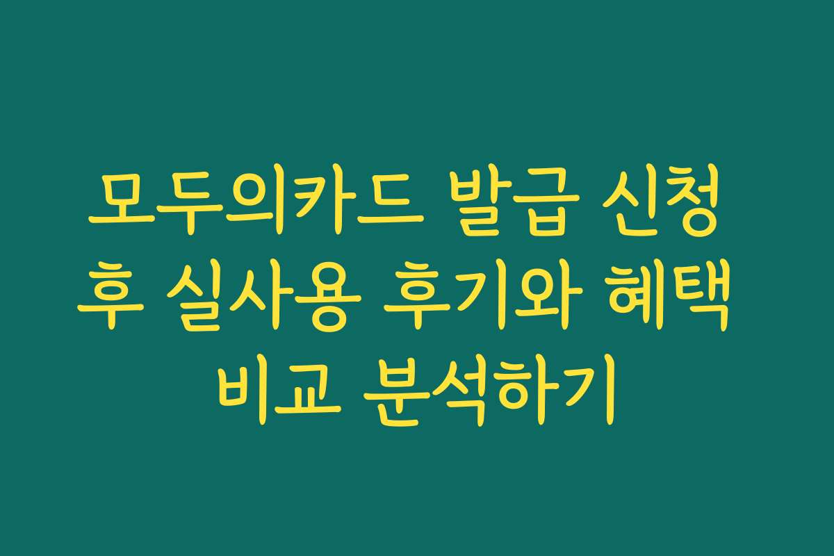 모두의카드 발급 신청 후 실사용 후기와 혜택 비교 분석하기