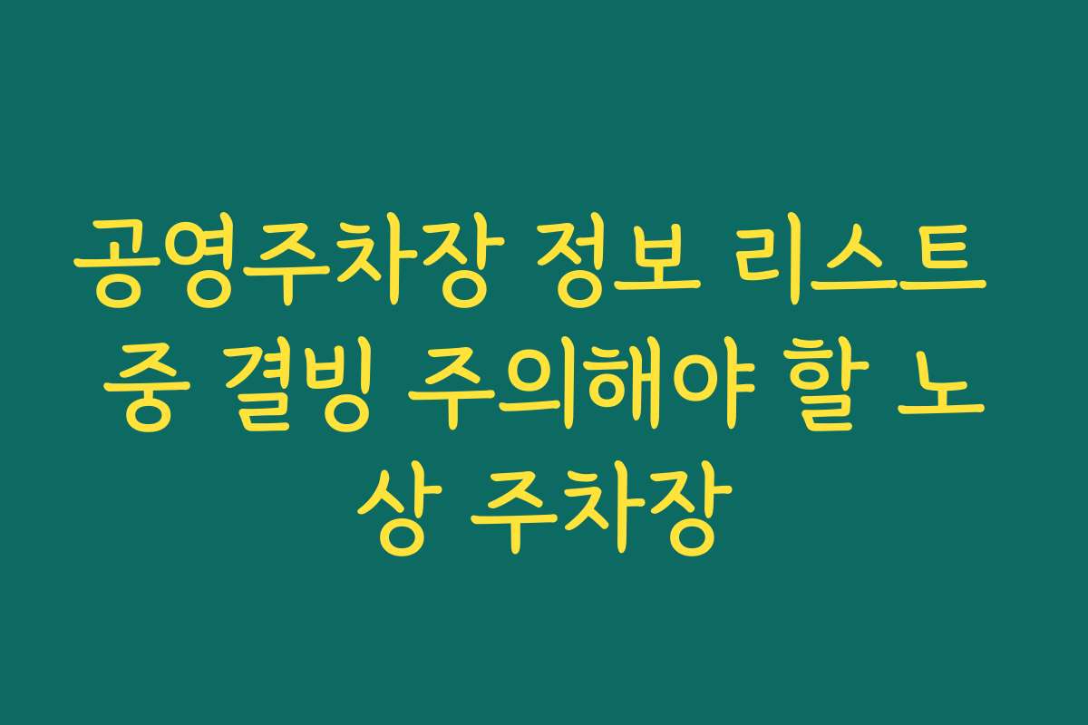 공영주차장 정보 리스트 중 결빙 주의해야 할 노상 주차장
