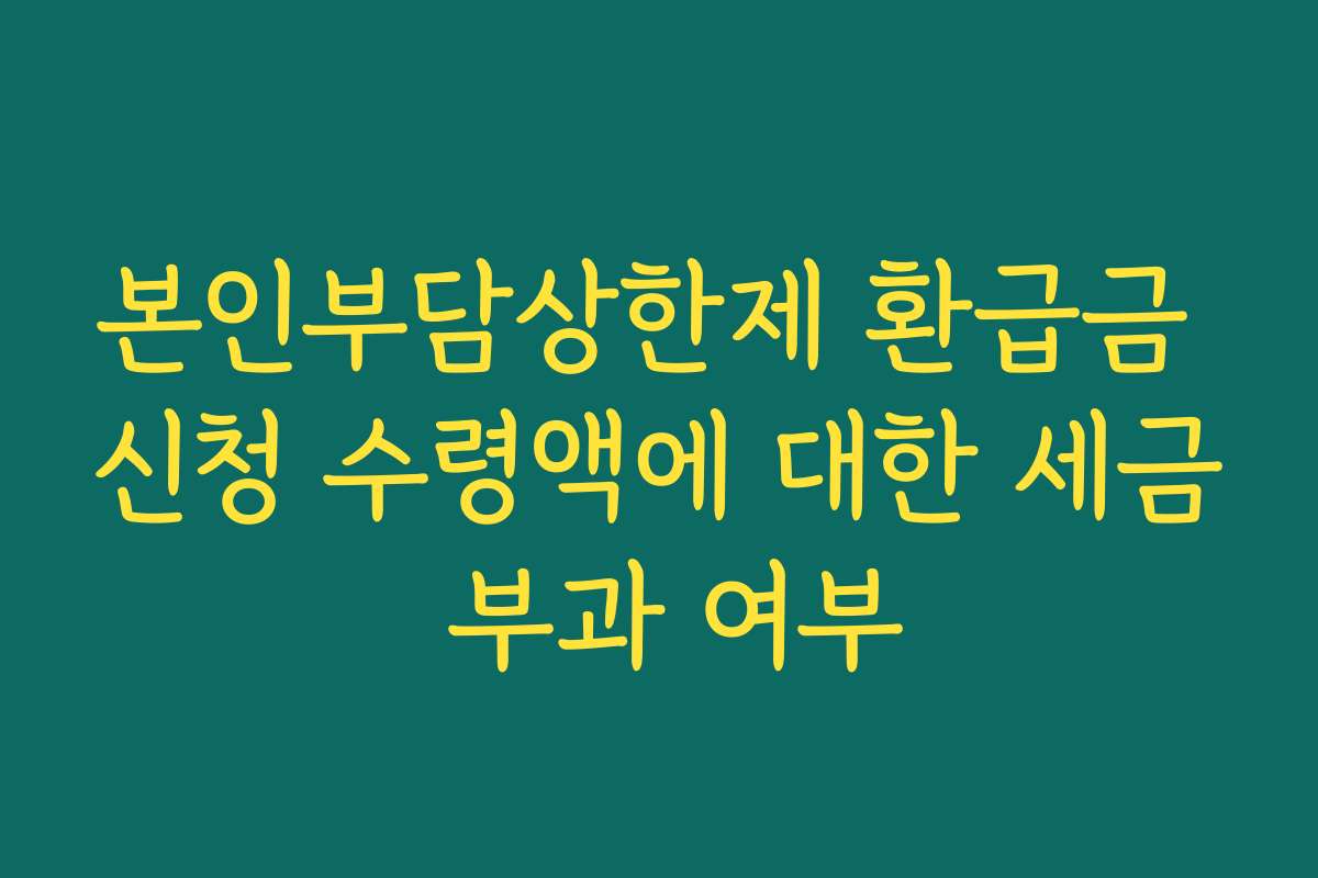 본인부담상한제 환급금 신청 수령액에 대한 세금 부과 여부