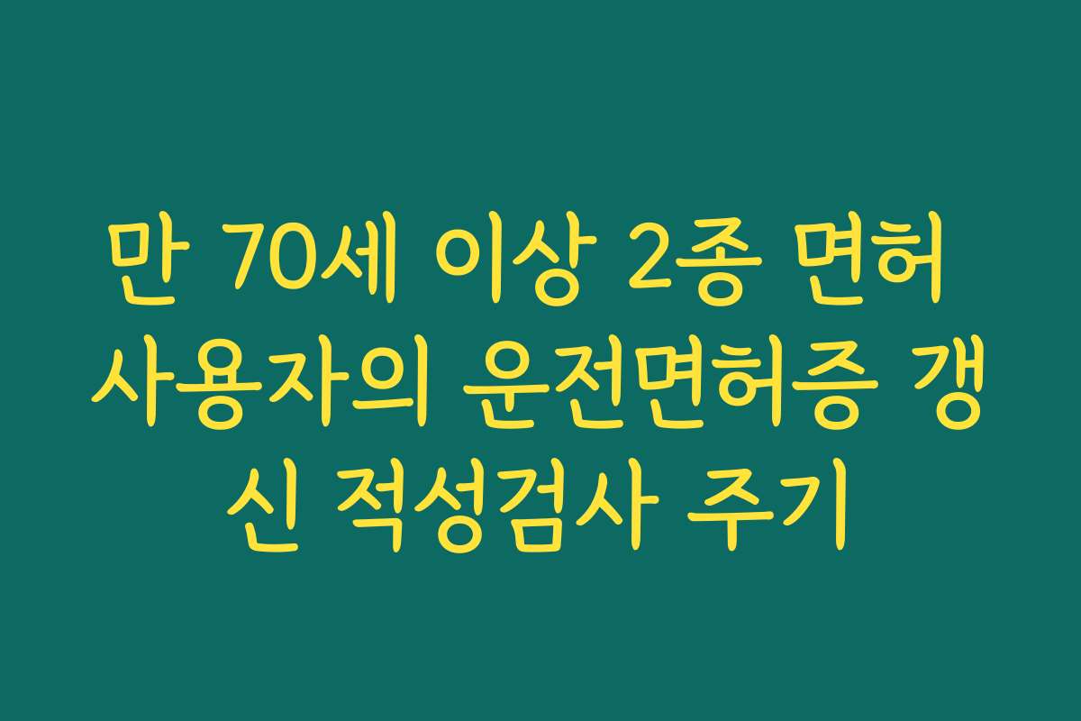 만 70세 이상 2종 면허 사용자의 운전면허증 갱신 적성검사 주기