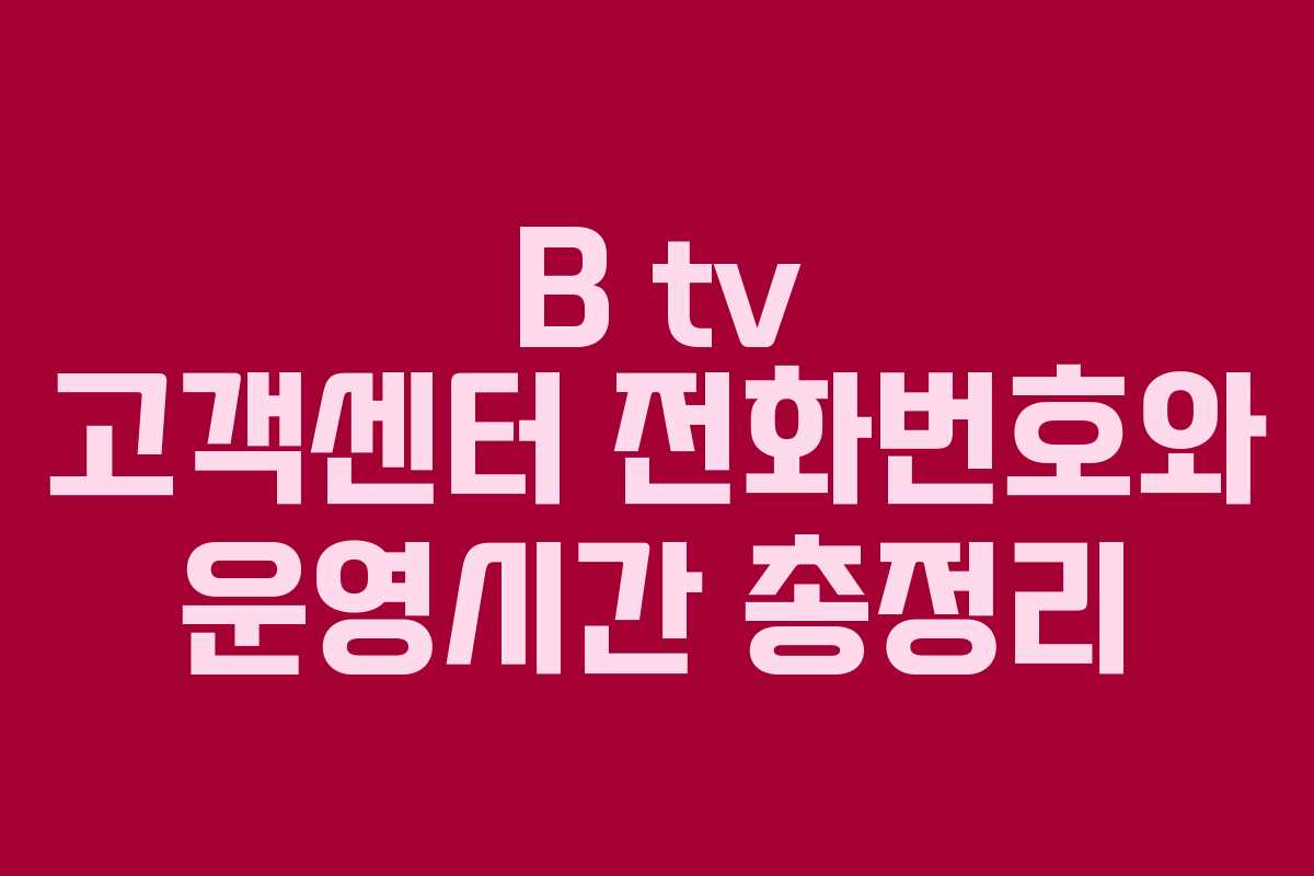 B tv 고객센터 전화번호와 운영시간 총정리 B tv 고객센터 전화번호와 운영시간 총정리