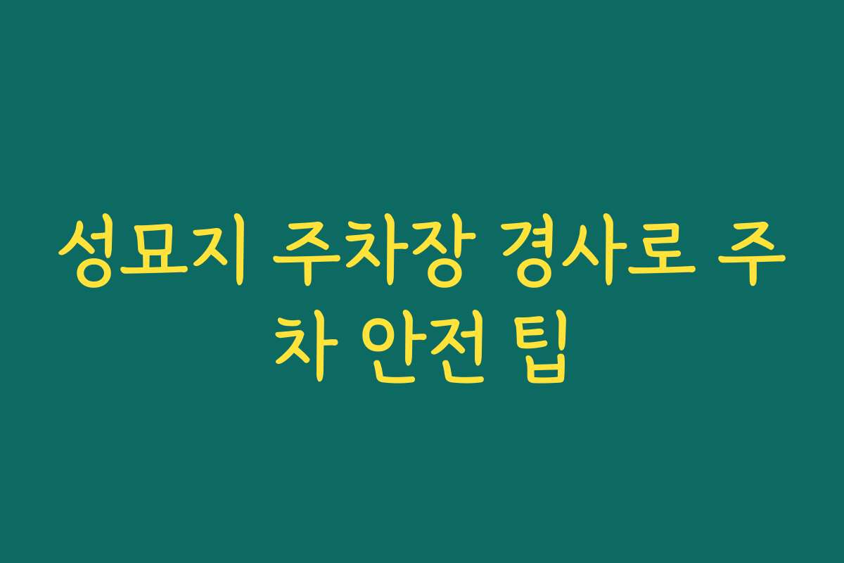 성묘지 주차장 경사로 주차 안전 팁